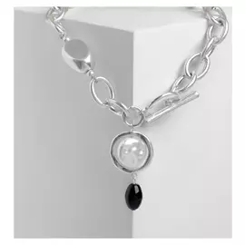 Кулон "Цепь" эзотерика диски малые, цвет чёрно-белый в матовом серебре, 45см