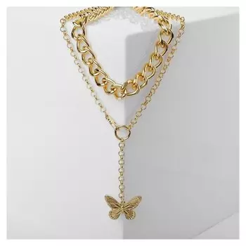 Кулон "Цепь" бабочка, цвет золото