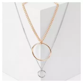 Кулон "Цепь" большое колесо, цвет серебристо-золотой