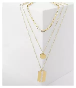 Кулон "Цепь" бритва с диском, цвет золото, длина 64см