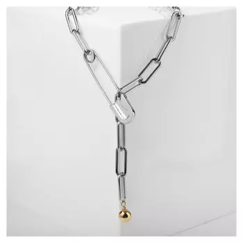 Кулон "Цепь" булавка с плетением, цвет серебро, L=45 см