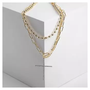 Кулон "Цепь" бусина из жемчуга с крестом, цвет белый в золоте, 45см