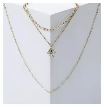 Кулон "Цепь" цветок, цвет белый в золоте, L=65 см