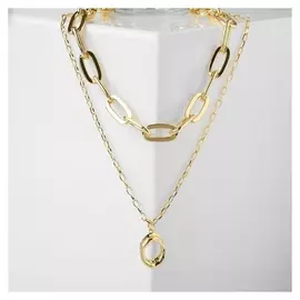 Кулон "Цепь" две нити, кольца, цвет золото, L=45 см