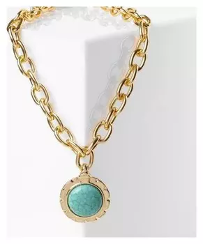 Кулон "Цепь" гранд, цвет голубой в золоте, L=42 см