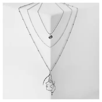 Кулон "Цепь" иллюзион, контур, 3 яруса, цвет серебро, 25-50см