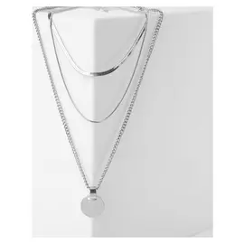 Кулон "Цепь" классический диск, цвет серебро, длина 50см