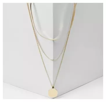 Кулон "Цепь" классический диск, цвет золото, 50см