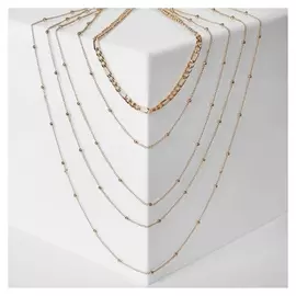 Кулон "Цепь" классика с бусинками, многоярусный, цвет золото, 70 см