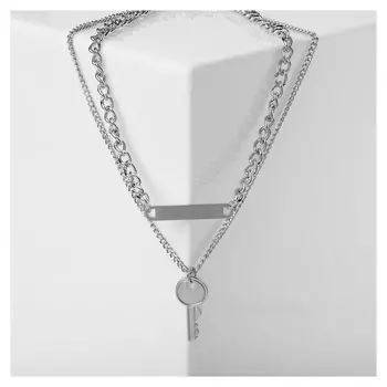 Кулон "Цепь" ключ, цвет серебро, L=38 см