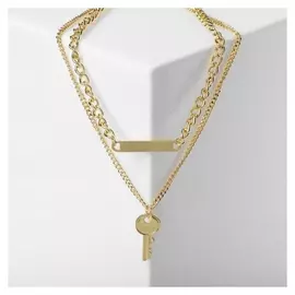 Кулон "Цепь" ключ, цвет золото, L=38 см