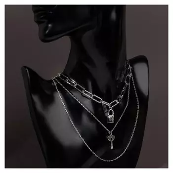 Кулон "Цепь" ключик с замком, цвет серебро, 52 см