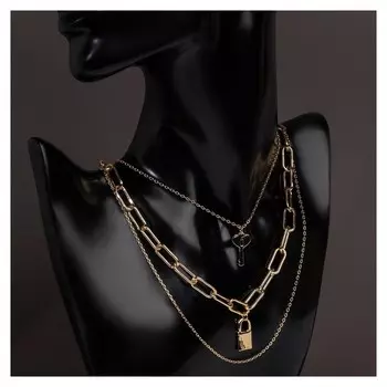 Кулон "Цепь" ключик с замком, цвет золото, 52см