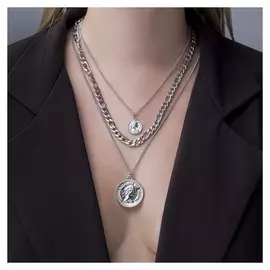 Кулон "Цепь" королевский, цвет серебро, 65см