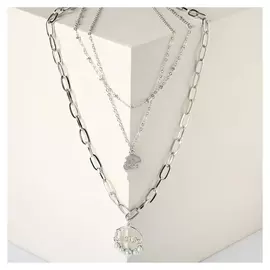 Кулон "Цепь" Love с бусинками, цвет белый в серебре