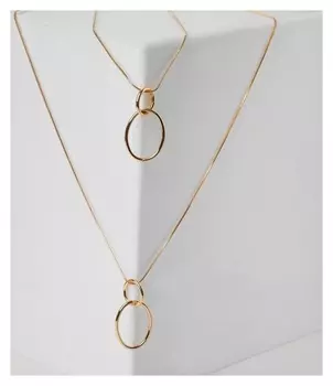 Кулон "Цепь" меланхолия, сплетение круги и овалы, цвет золото, 70см