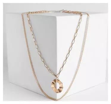 Кулон "Цепь" металлический круг, цвет золото, 42 см