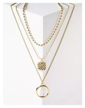 Кулон "Цепь" мятый квадрат, цвет золото, L=54 см