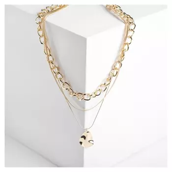 Кулон "Цепь" мятый металл, цвет золото, 45см