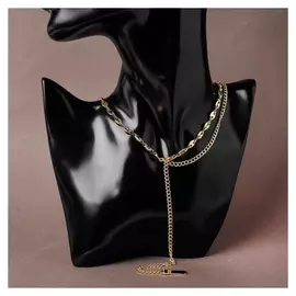 Кулон "Цепь" ярлычок, цвет золото, 30см