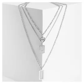 Кулон "Цепь" рамка, два медальона, цвет серебро, L=54 см