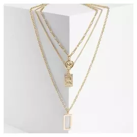 Кулон "Цепь" рамка, два медальона, цвет золото, L=54 см