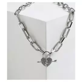 Кулон "Цепь" с разбитым сердцем, цвет белый в серебре, 45 см