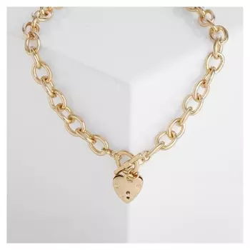 Кулон "Цепь" сердце с узором, цвет золото, 45 см