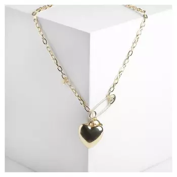 Кулон "Цепь" сердечко на булавке, цвет золото, 50см