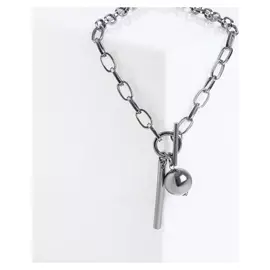 Кулон "Цепь" сфера, тогл, цвет серый, L=45 см