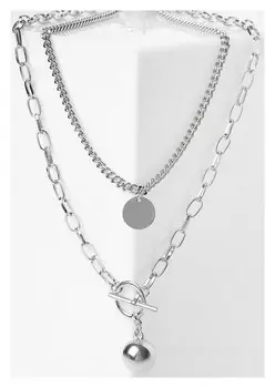 Кулон "Цепь" шар, медальон, цвет серебро, 65 см