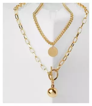 Кулон "Цепь" шар, медальон, цвет золото, L=65 см