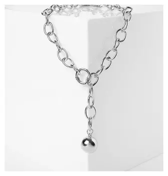 Кулон "Цепь" шар на нити, цвет серебро, L=48 см