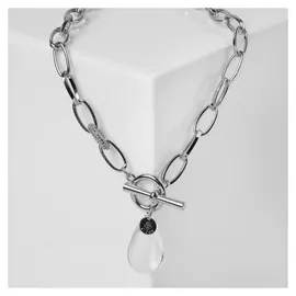 Кулон "Цепь" слеза, цвет белый в серебре, 45см