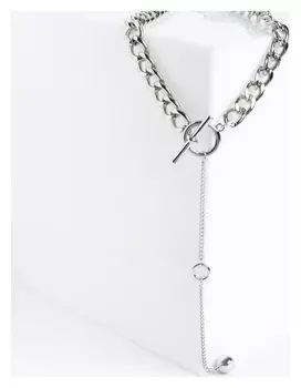 Кулон "Цепь" тогл с нитью, цвет серебро