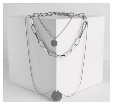 Кулон "Цепь" три нити, цвет серебро, 66 см