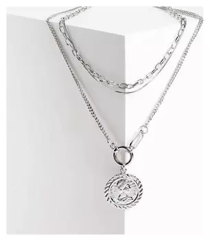 Кулон "Цепь" величие, цвет серебро, L=44 см