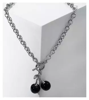 Кулон "Цепь" ветка вишни, цвет чёрный в серебре, 45 см