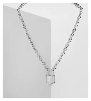 Кулон "Цепь" замок, цвет серебро, 50см