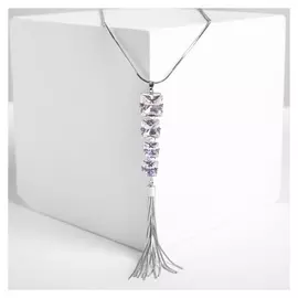 Кулон "Чистота" дорожка из квадратов, цвет белый в серебре, 70см