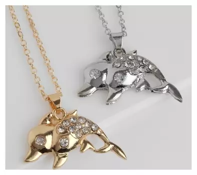 Кулон "Дельфины в паре" L=45 см