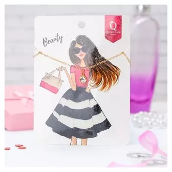 Кулон Dream красотка в розовом, цвет белый в золоте, 45см