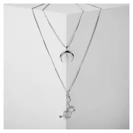 Кулон "Формула" 2 нити, серотонин, цвет серебро, 45-55 см