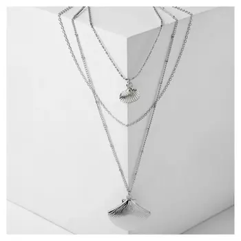 Кулон "Иллюзион" море, 3 яруса, цвет серебро, форма 25-50 см