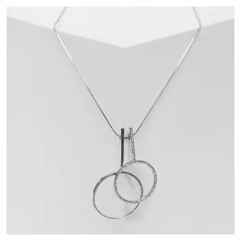 Кулон "Юпитер" дуэт, цвет белый в серебре, 72см