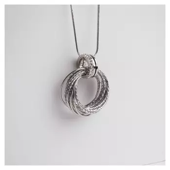 Кулон "Юпитер" кольца, цвет белый в серебре, 72см