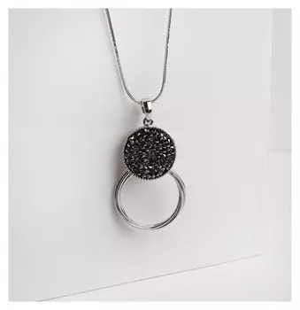 Кулон "Калейдоскоп" кольца, цвет серый в серебре, 72 см