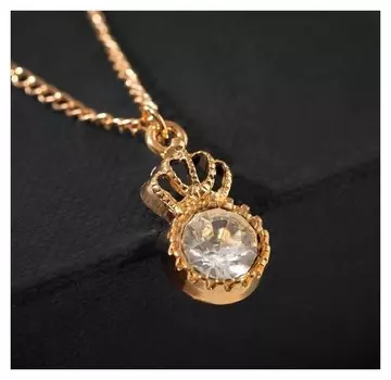 Кулон "Корона", цвет белый в золоте, длина 42см