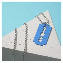 Кулон "Лезвие", цвет голубой в серебре