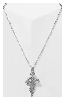 Кулон "Лотос" с узорами, цвет серебро, 46см